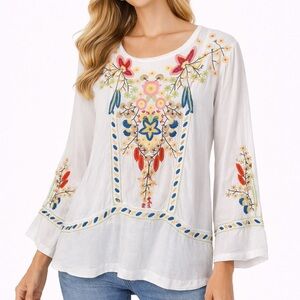 Rare Johnny Was Biya Embroidered Blouse